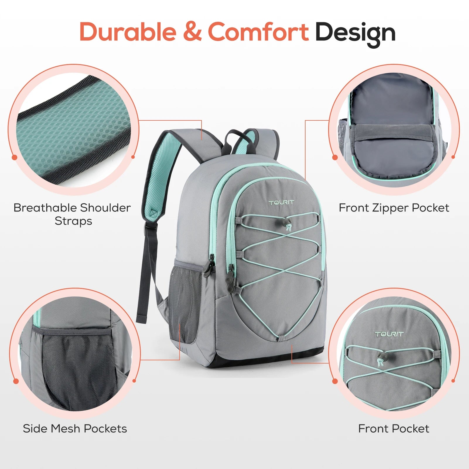 TOURIT 30L Thermal Backpack Cooler bag for drinks Insulated Bag Travel Beach Beer Leak-proof Food lunch Bags Portable Coolers