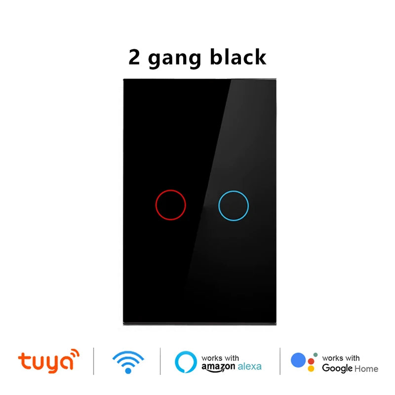 EU/US Smart Switch Alexa RF433 No Neutral Tuya Control Works With Google 1/2/3 Gang Smart Life Home Light WiFi Touch Switches