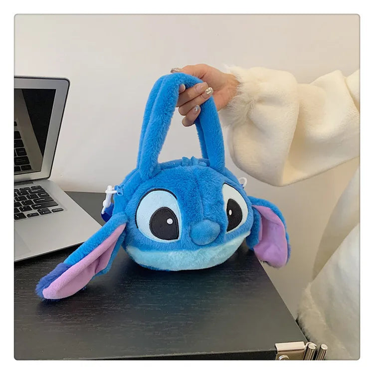 Disney Stitch Soft Plush Crossbody Bag Korean Cute Style Adjustable Strap Kawaii Anime Shoulder Purse Medium Size Gift for Women
