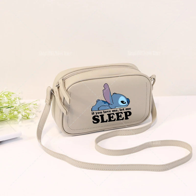 Lilo & Stitch Women Crossbody Zipper Mobile Phone Shoulder Bag Female Handbag Cartoon Multifunction Small Bag Lady Purse Gift