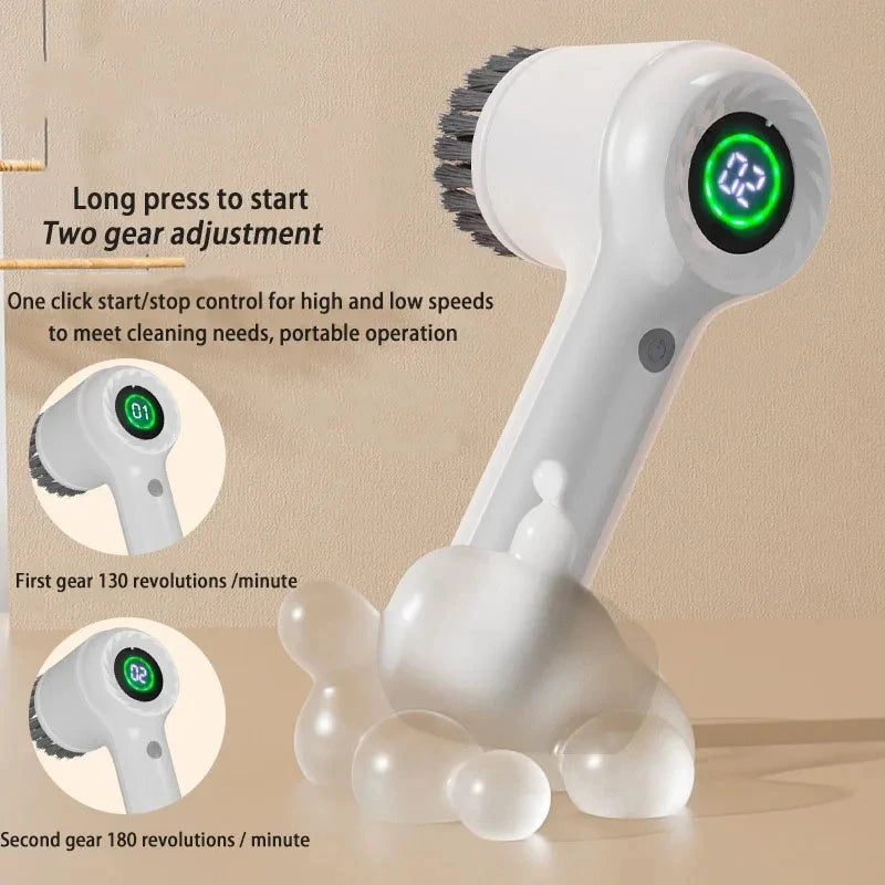 Xiaomi Electric Scrubber LED Display Cleaning Brush Waterproof High Speed Powerful 4head Cleaning Brush For Bathroom Kitchen