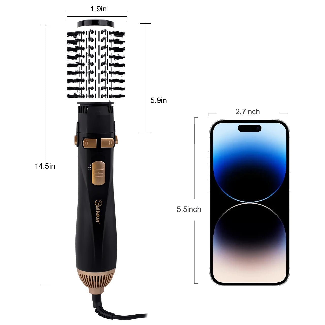 Hatteker EU 4-Head Hot Air Brush Hair Dryer Strong Wind Electric Straightener Curler Roller Comb Blower Styling Tool for Woman