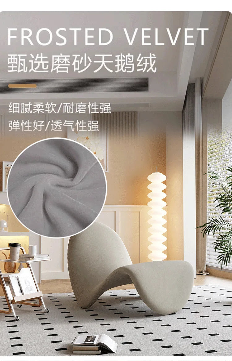 Velvet Italian Minimalist Lazy Sofa Chair Living Room Furniture Modern Minimalist Single Leisure Chair Nordic Lamb Lounge Chair