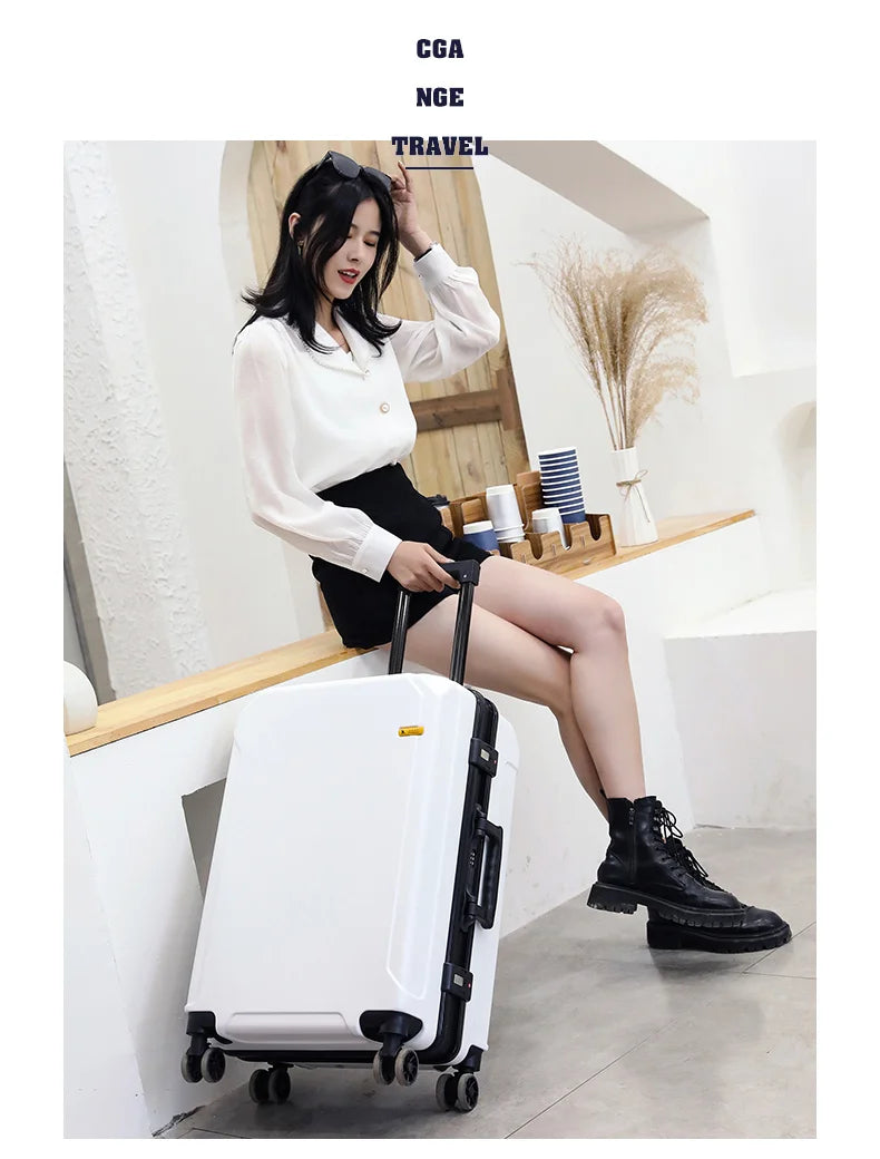 Fashion rolling luggage aluminum frame USB charging trolley suitcase 20/24/26/28 inch students password travel luggage