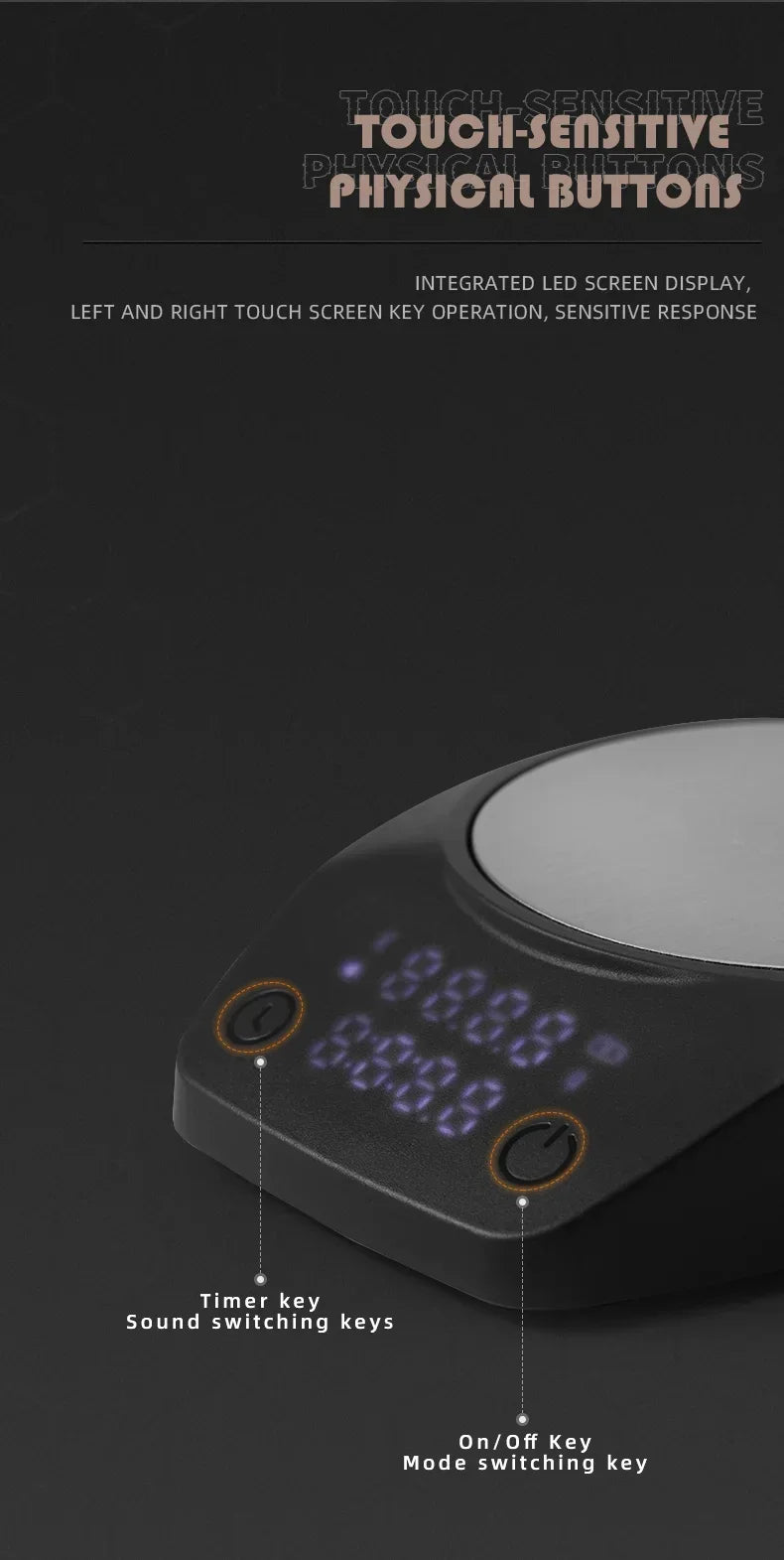 MUVNA-Mini Electronic Espresso Scale Weight 0.1g High Precision  LED Monitor Portable Coffee Scale Customized Receiving Cup Rod