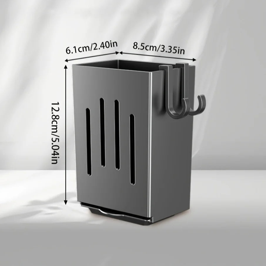 1pc Kitchen Chopsticks Holder Multifunctional Hanging Utensil Drying Rack Hooks No Drilling Wall Mounted Spoon Fork Holders