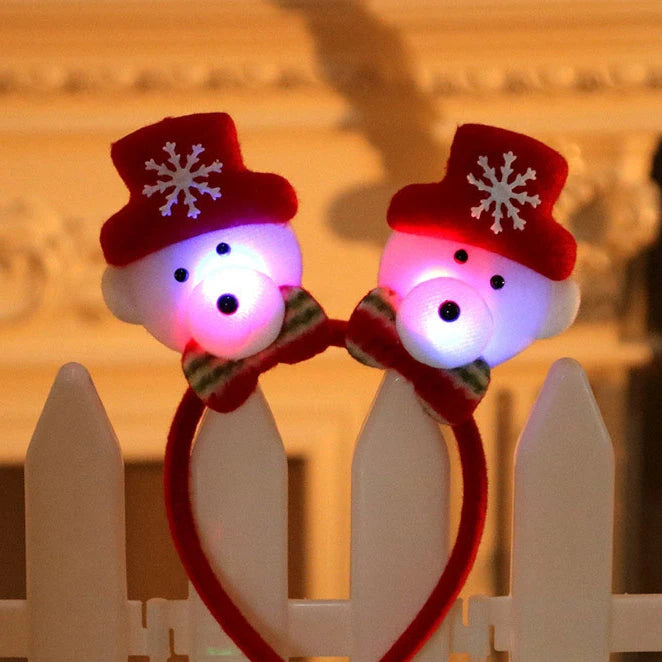 Christmas Headband LED Santa Claus Hair Hoop Xmas Snowman Headpiece Halloween holiday Party Hair Accessories for Women Girls