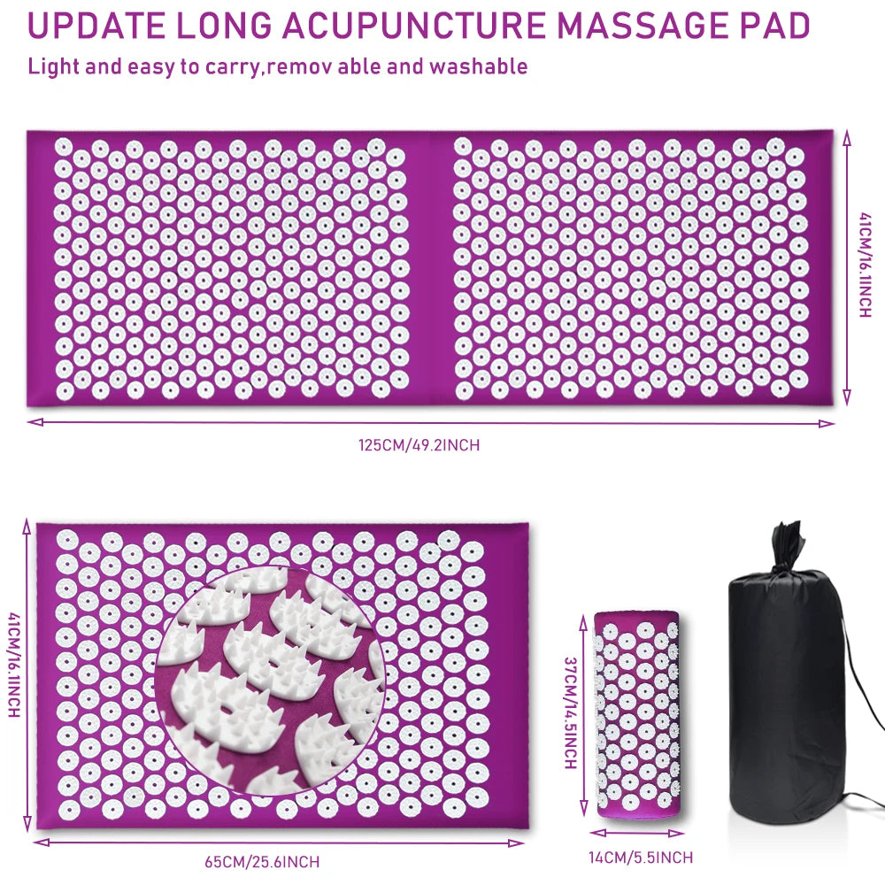 Extra Long Acupuncture Back Body Massage Yoga Sport Fitness Cushion Kuznetsov's Applicator Acupressure Spike Mat Pain Relief