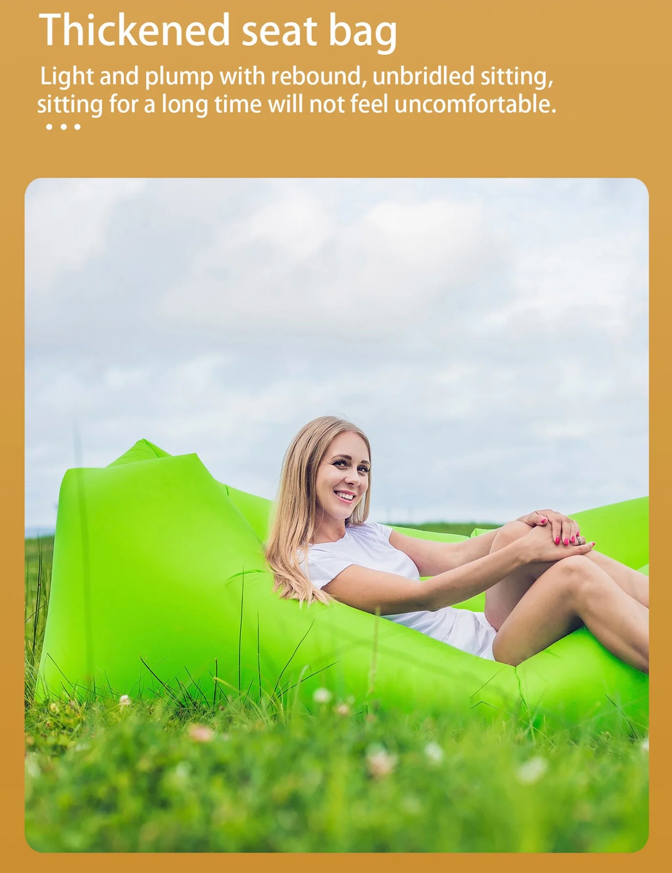 Outdoor lazy inflatable sofa, air mattress, single lounge chair, portable camping nap sofa