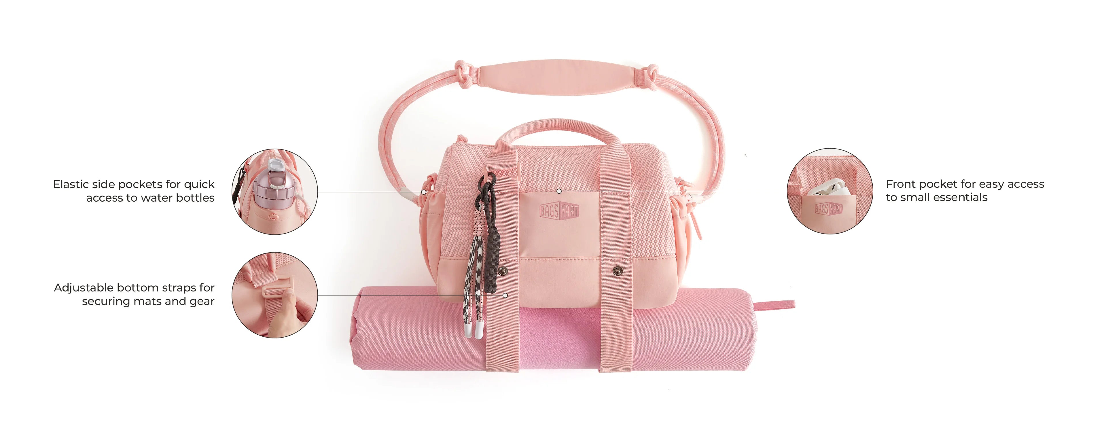 BAGSMART Boston Bag for Women Mini Duffel Shoulder Crossbody Bag Waterproof with Wet Pocket Gym Travel Daily Beach Weekender