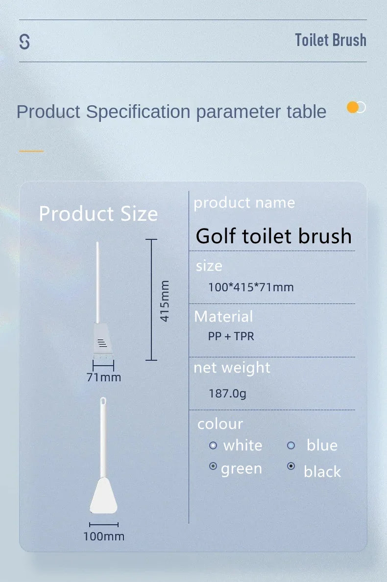 Golf Silicone Toilet Brushes Set Long Handled Toilet Cleaning Brush Black Modern Hygienic Bathroom Accessories Toilet Brush