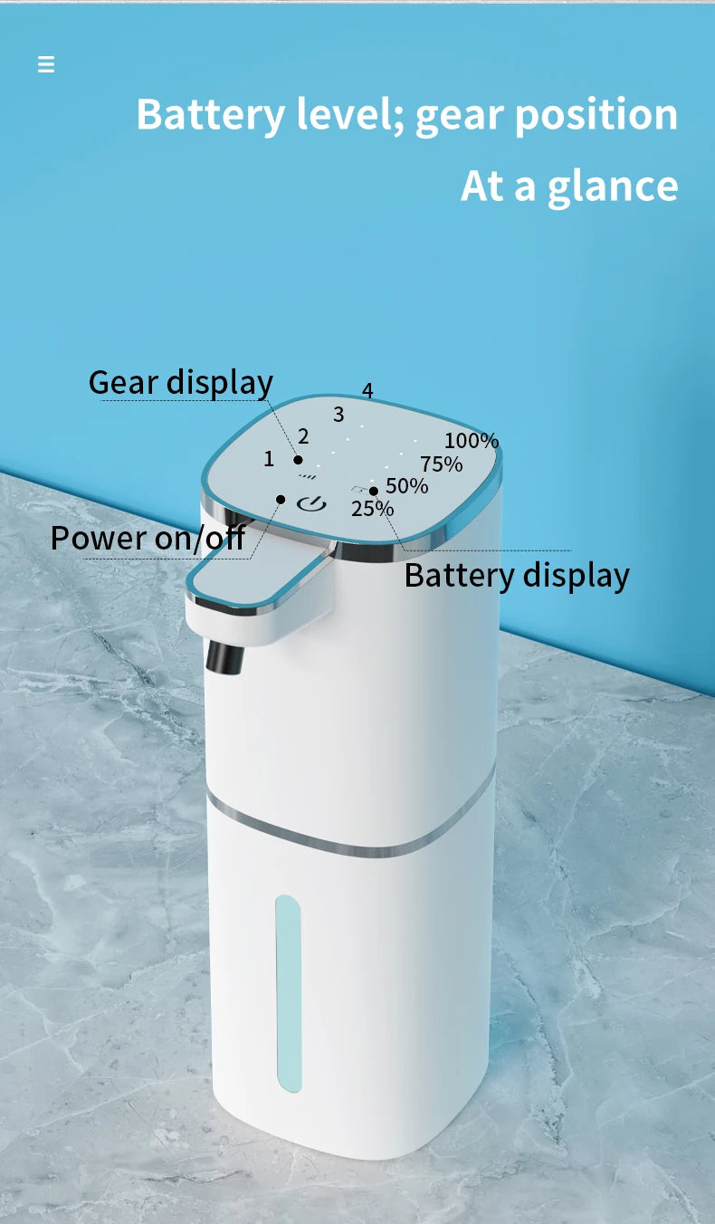 400ML Light Display Wall-Mounted Or Desktop 4-Levels Adjustable Induction Infrared Electric Automatic Smart Sense Soap Dispenser