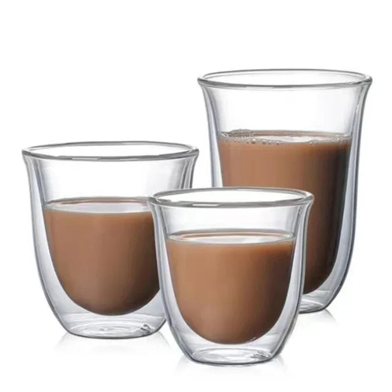 1Pcs 80-220ml Double Wall Glass Cup Clear Heat Resistant Tea Cups Healthy Drink Coffee Milk Mug Insulated Glass Drinkware Gift