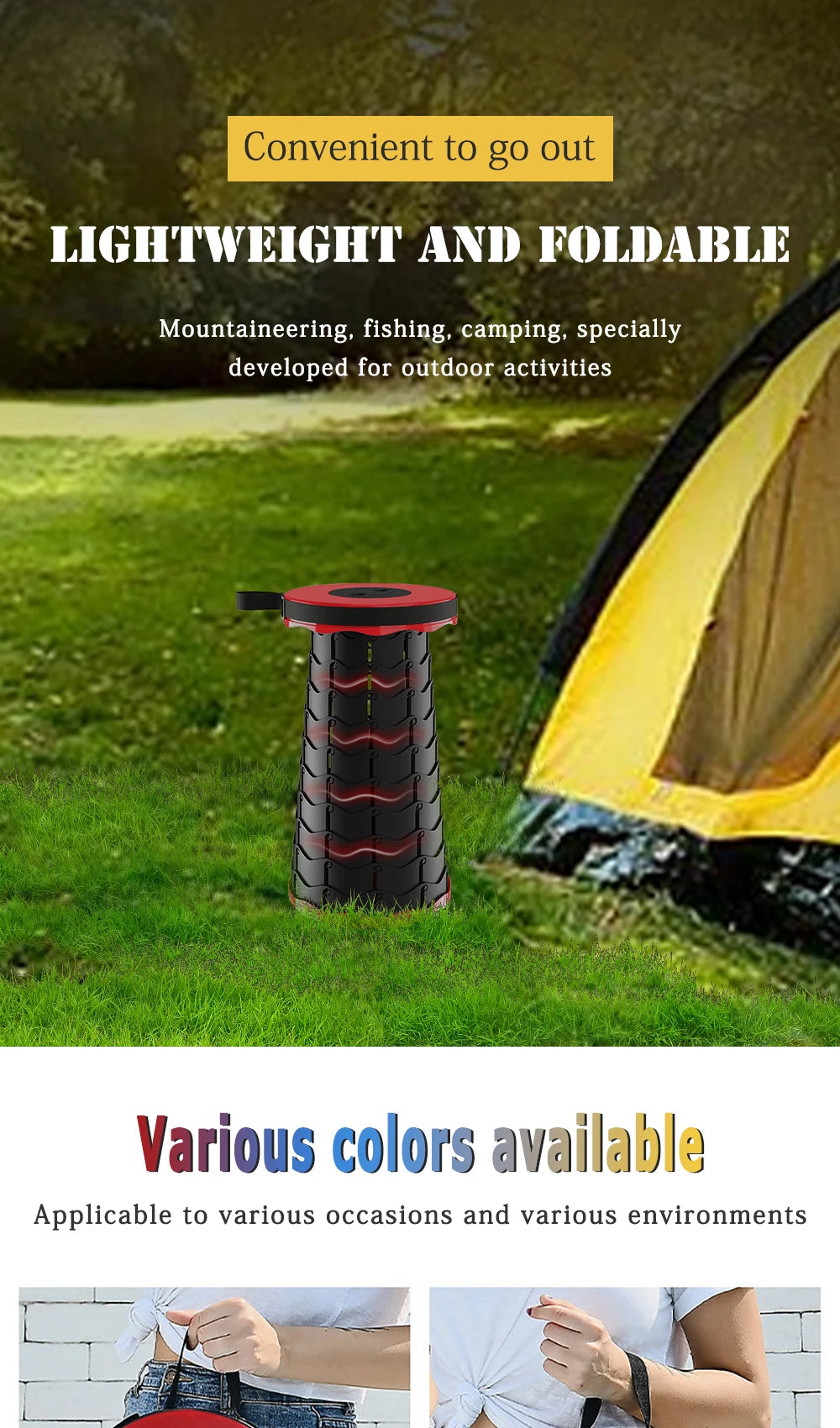 Portable Folding Telescopic Stool Lightweight Plastic Subway Queuing Chair Outdoor Camping Chair Fishing Seat