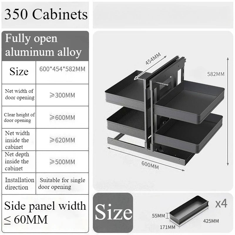 Sliding Kitchen Cabinet Storage Metal Cabinets Organizers Large Removable Spice Drawer Household Narrow Auxiliary Furniture
