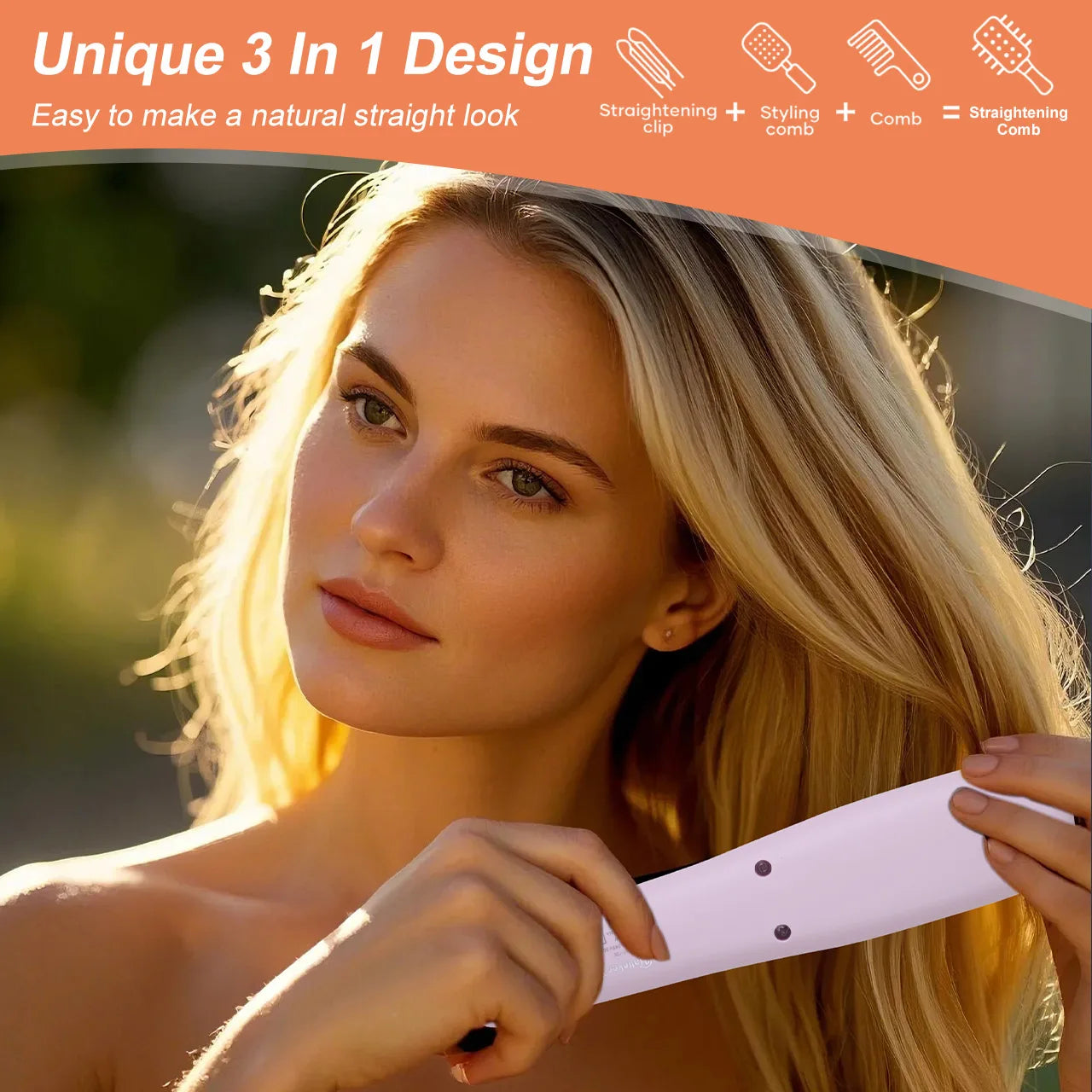 Hatteker Ion Straightening Comb Portable Home Use Negative Multi-temperature Adjustable Straightener New Model Hair Styling Tool