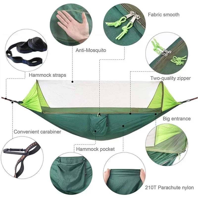 Camping Hammock with Mosquito Net and Rain Fly Tarp,hammock chair swing chair outdoor for Backpacking, Survival,Travel