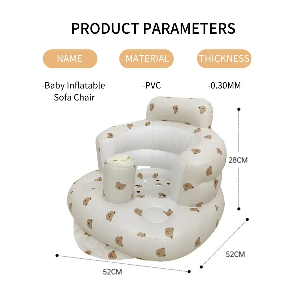 OTAUTAU Children Inflatable Sofa Chair Portable Inflatable Sofa Pool Float Baby Seat Back Support Anti-Fall Baby Bath Stool