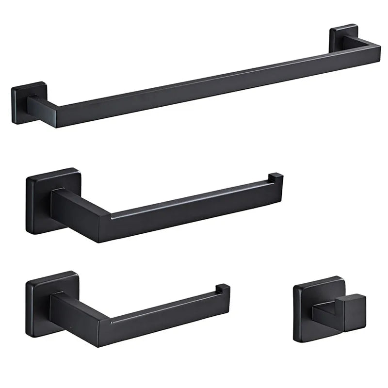 Bathroom Accessories Set Matte Black Wall Shelf Toilet Roll Paper Holder Robe Hook Hanger Towel Rail Bar Rack Ring Bath Hardware