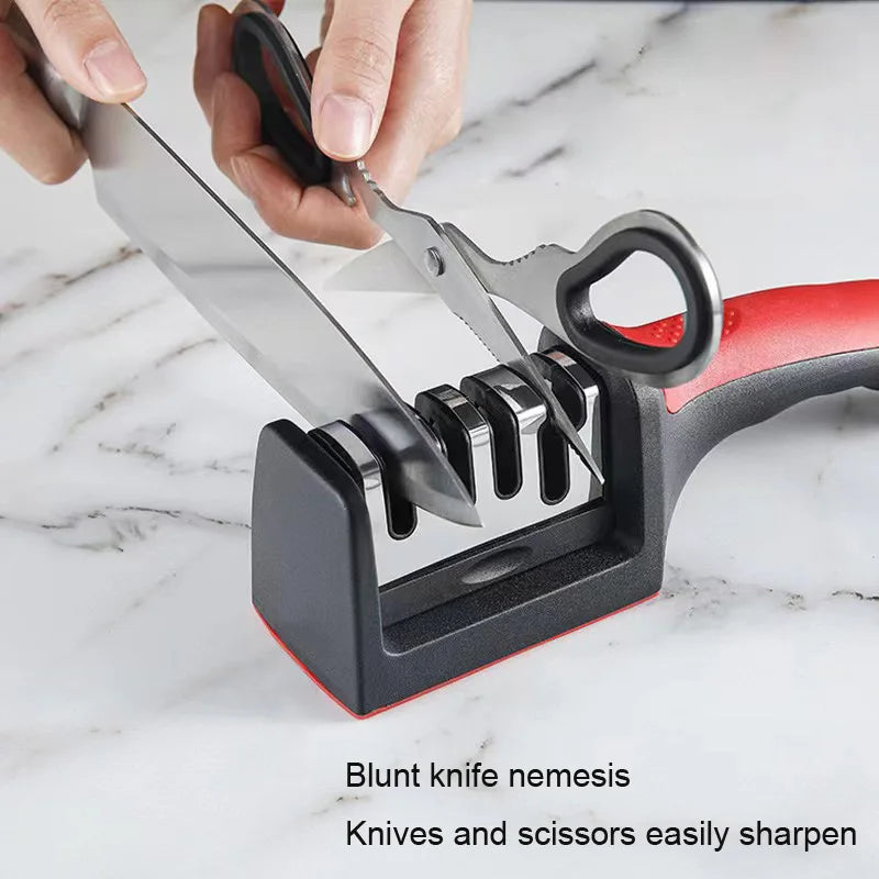 3/4 section Quick knife sharpener Multi-functional hand-held whetstone non-slip knife sharpener Kitchen tool