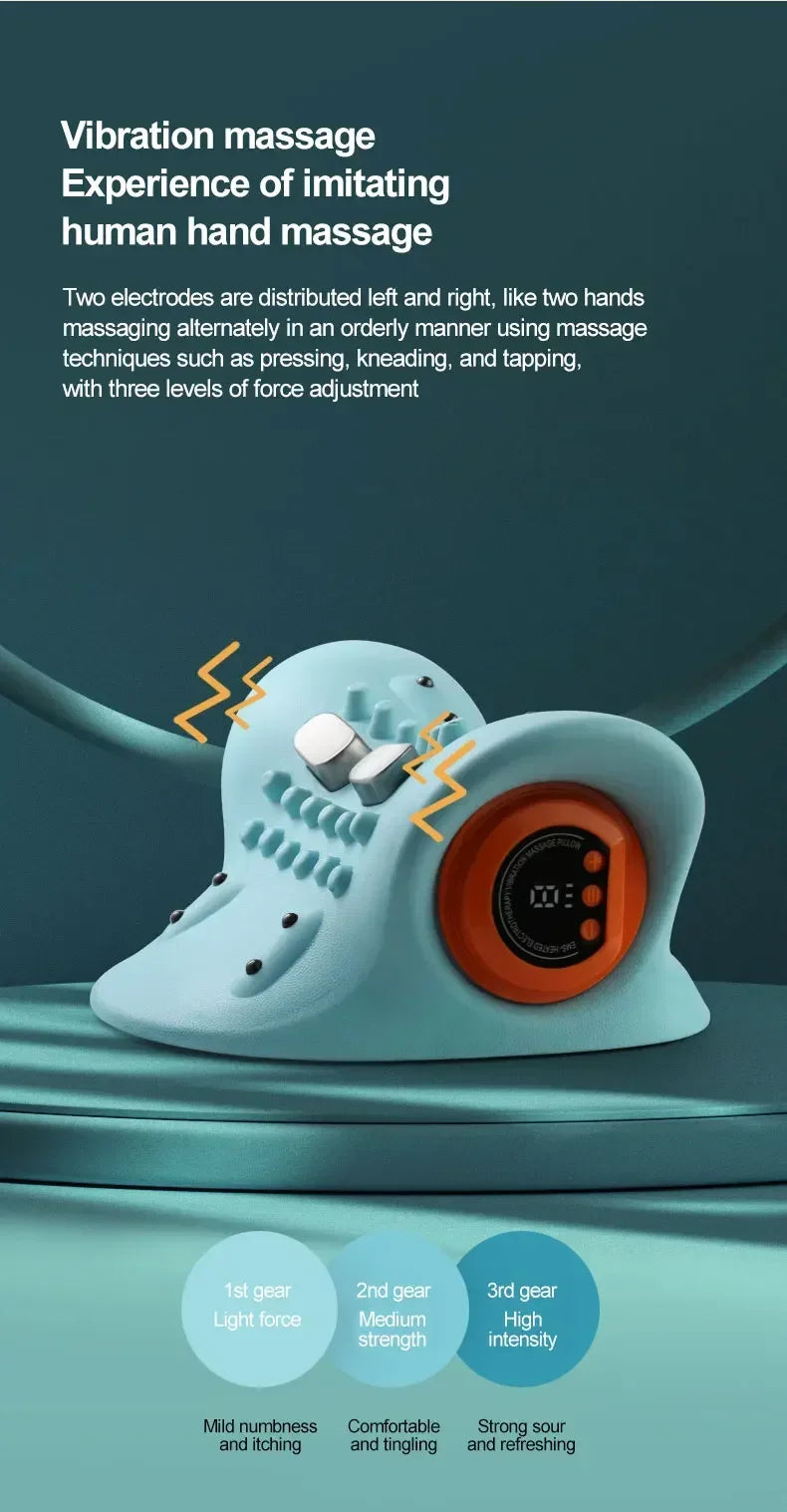 Electric Cervical Massager Neck Shoulder Stretcher Relaxer Chiropractic Traction Device Massage Pillow Cervical Spine Correction