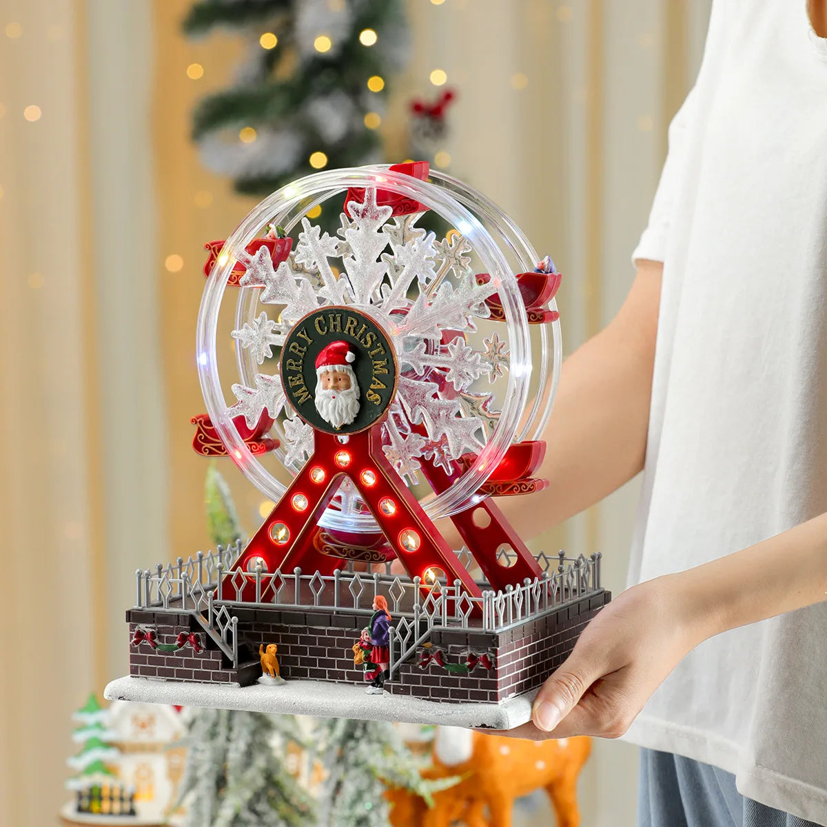 Xmas Santa Claus Spinning Light Up Ferris Wheel Octavo 2025 New Year Christmas Gift Christmas Home Party Decoration Ornament