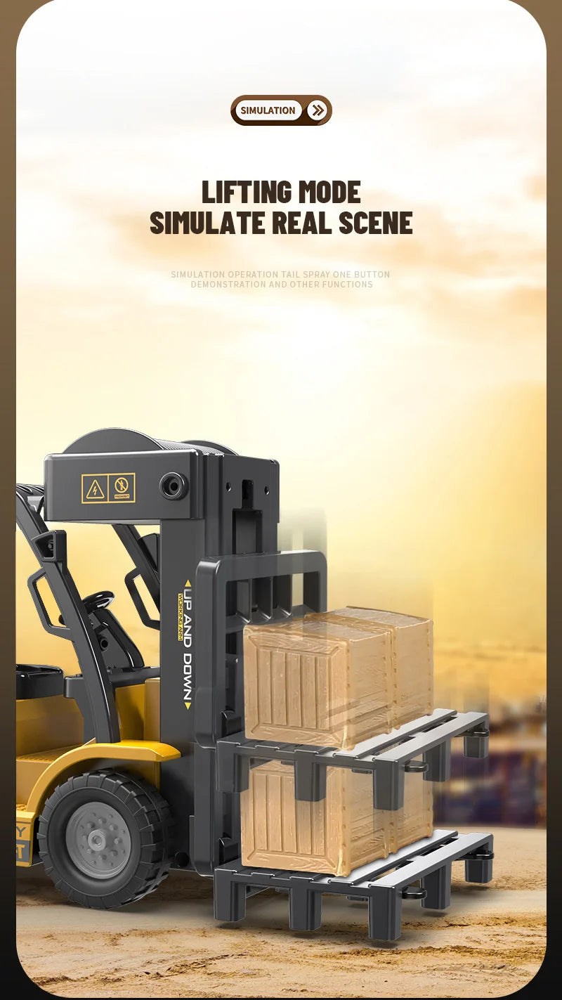 Trucks Forklift 2.4G Children Toys Remote Control Cars Toys for Boys Cranes Liftable Stunt Car Electric Vehicle for Kids Gift