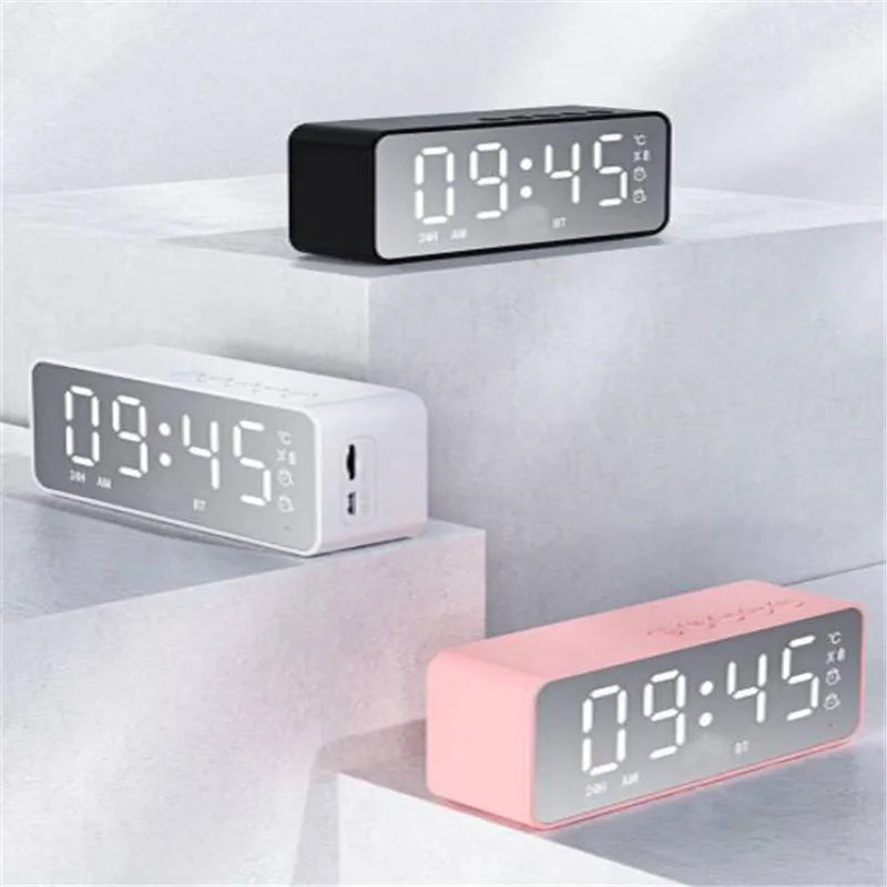 Wireless Bluetooth Speaker Small Mini Alarm Clock Portable Cannon Mini Voice Broadcast the Card Instert Vehicular Audio System W