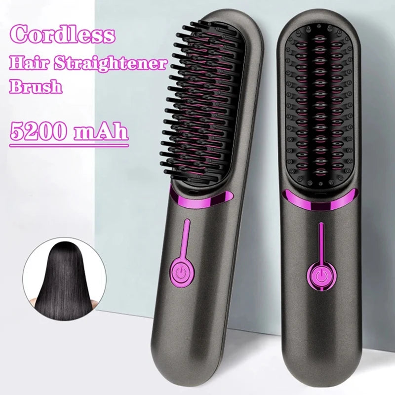 Wireless Hair Straightener Brush Straightener Brush Third Gear Adjustable Hair Curler Portable Heating Comb