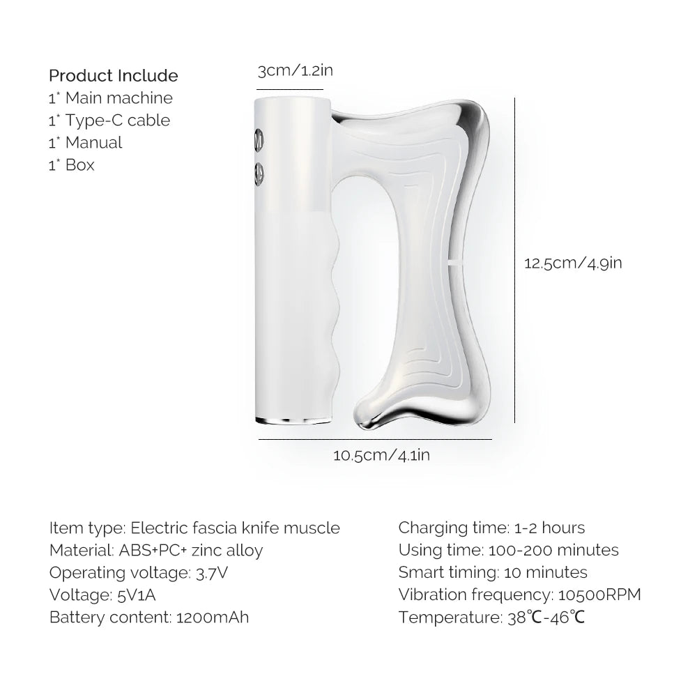 Electric Fascia Massager Body Massage Muscle Scraper Fascia Knife Fitness Vibration Muscle Relaxation Body Lifting Massage Blade