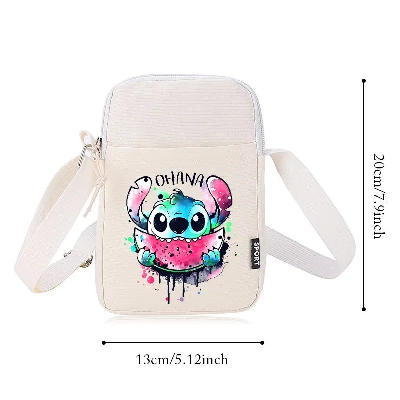 Disney Stitch Fashion Mobile Phone Bags Anime Women Messenger Bag Children Kawaii Coin Purse Girls Portable Crossbody Pouch Gift
