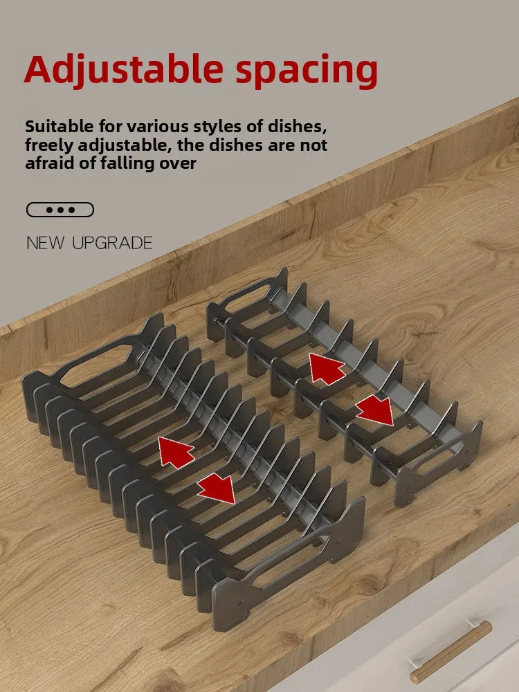 Kitchen Cabinet Aluminum Alloy Basket Three-layer Drawer Dish Rack Blue Rack Inside Cabinet