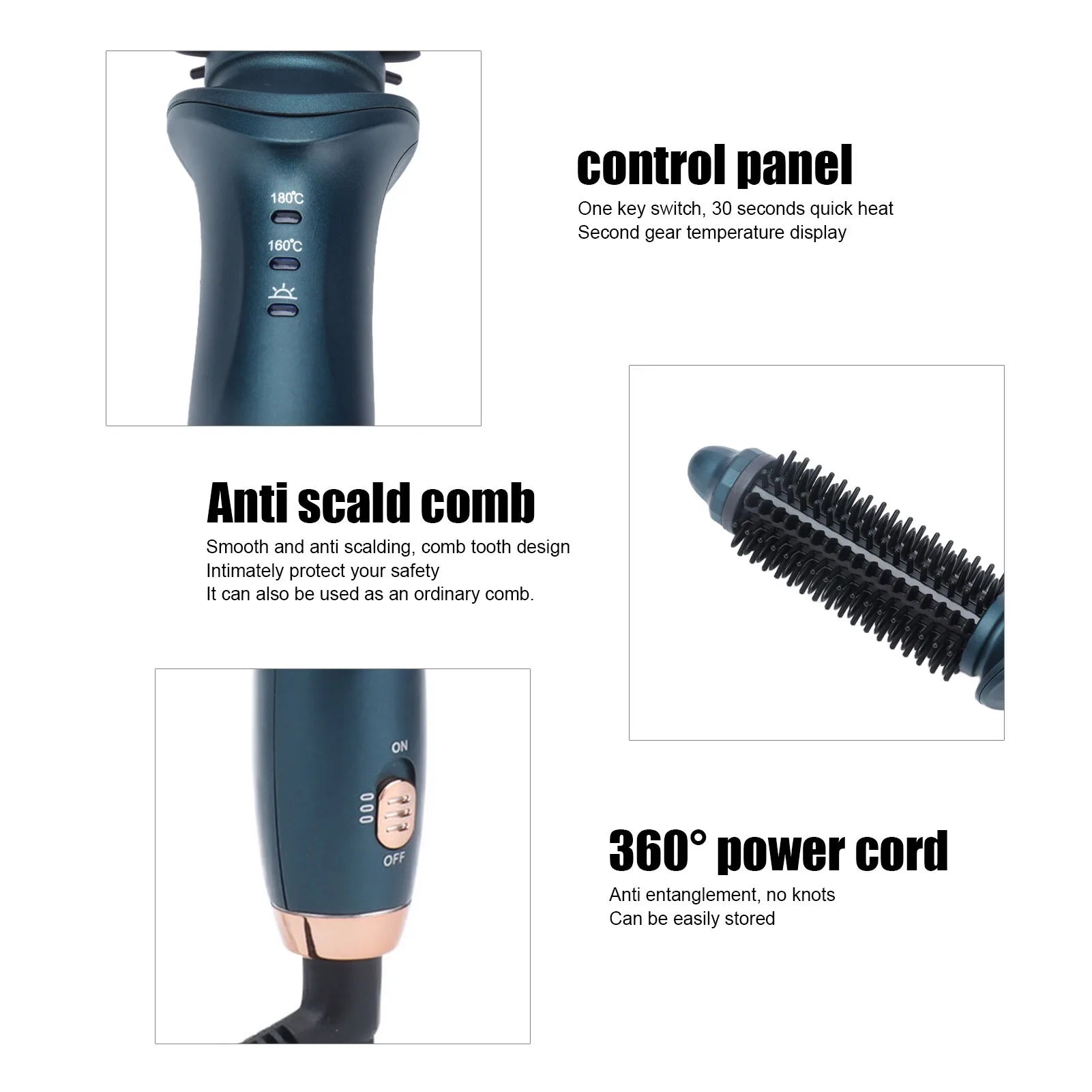 Curling Brush 2 In 1 Curling Brush Straight Curly Hair Dual Purpose Green Portable Thermostatic Electric Hair Brush US Plug 110V