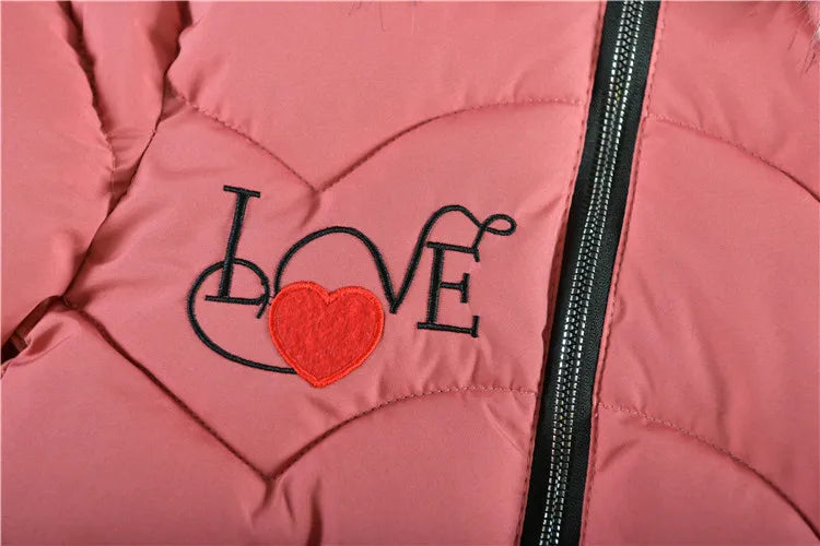 5-14 Years Old Winter Boys Girls Jacket Long Style Hooded Fur Collar Colorful Heavy Coat For Kids Children Outerwear