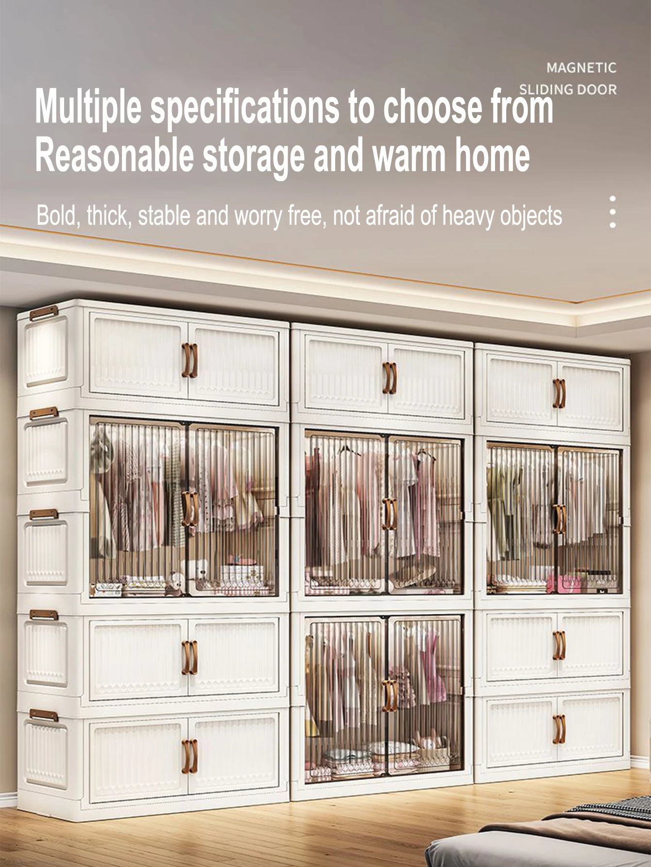 70/80cm Length Multifunction Folding Locker Large Capacity Dustproof Wardrobe Sundries Cabinet Closet Organizer