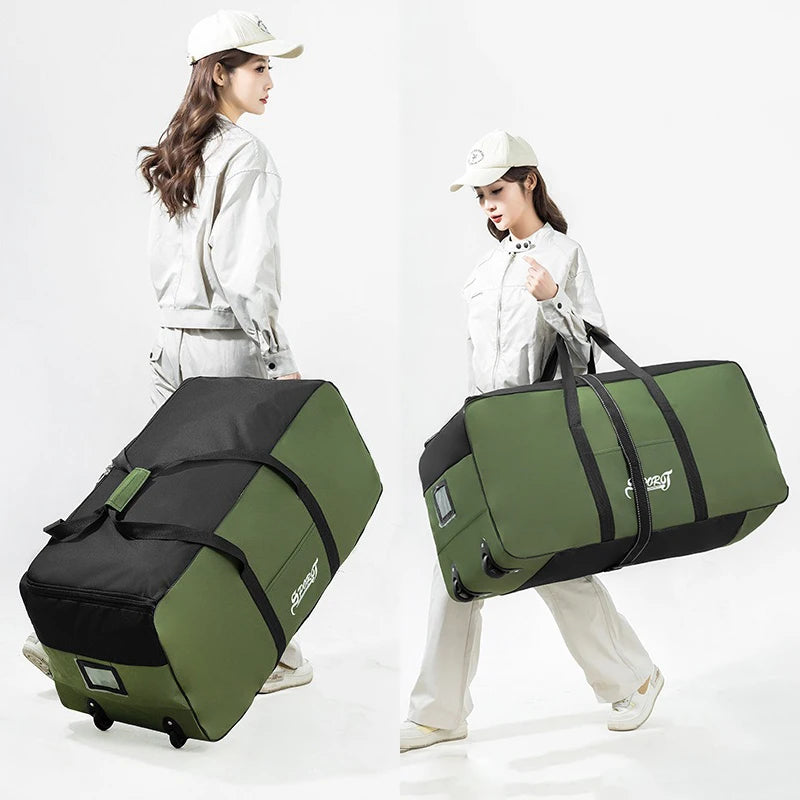 Unisex Wheeled Travel Bag Universal Foldable Luggage Bags with Wheels Large Capacity Waterproof Luggage Storage Carrier Handbag