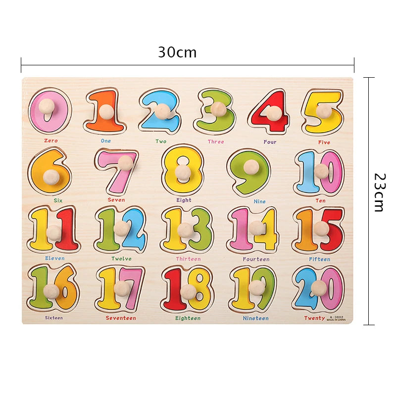 30cm Kid Early educational toys baby hand grasp wooden puzzle toy alphabet and digit learning education child wood toy