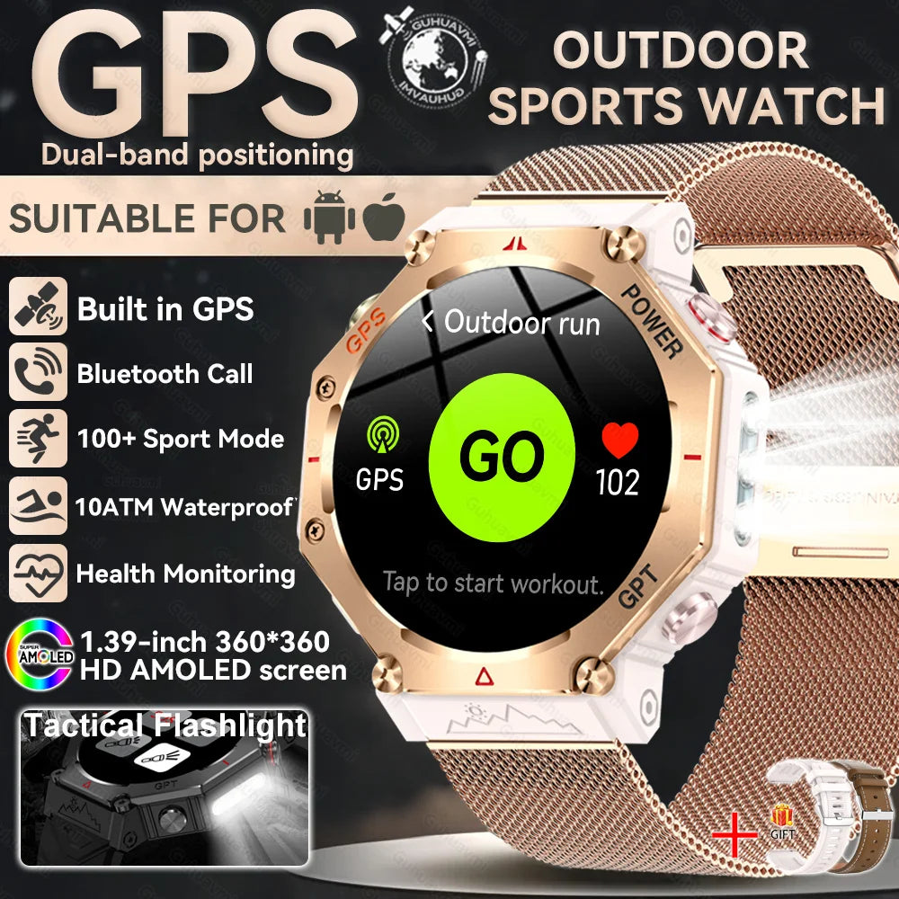 Military Smart Watch T-Rex 3 Bulit-in GPS Compass Altimeter Barometric 10ATM IP69K Waterproof AMOLED Bluetooth Call Smart watch