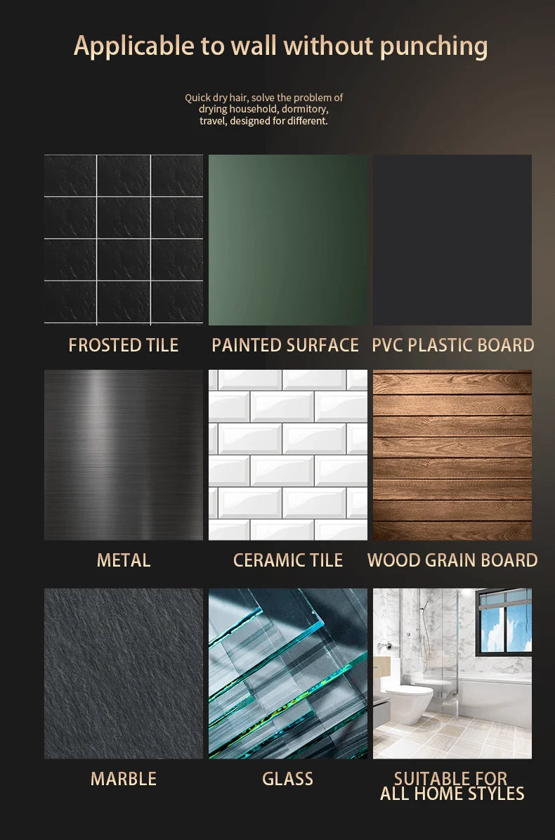 220V Hotel Wall Mounted Hair Dryer Hotel Non punching Negative Ion Hair Protection Cold and Hot Air High Power Hair Dryer