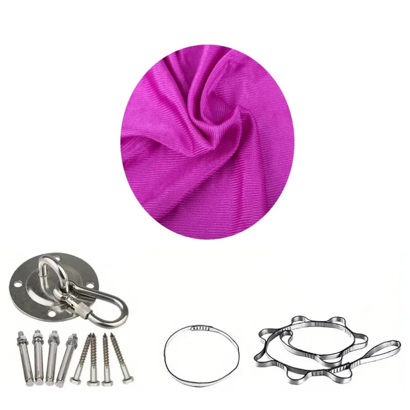 1.5*2.8m Elastic Swing Hammock Indoor and Outdoor (Including Fixing Hardware) Elastic Swing Adjustable Aerial Yoga Adult Healing Hammock Swing Set, Elastic Fabric Hammock. Embrace the Swing, a Hanging Swing Hammock, Suitable