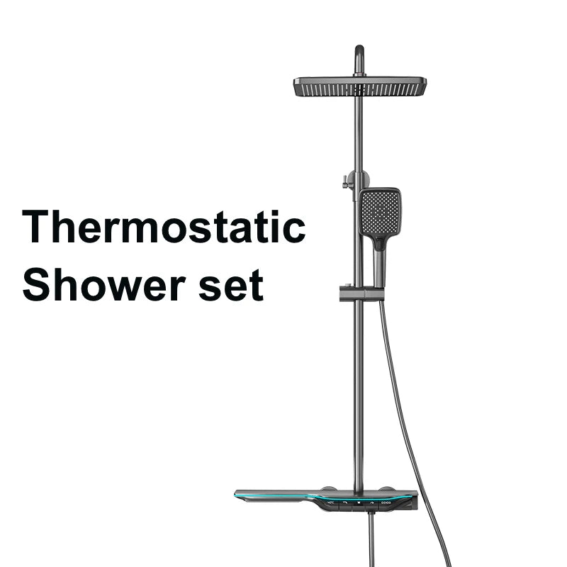 VGX Thermostatic Shower System Intelligent Digital Bathroom Shower Faucet Set Temperature Display Rainlfall Bathroom Shower Set