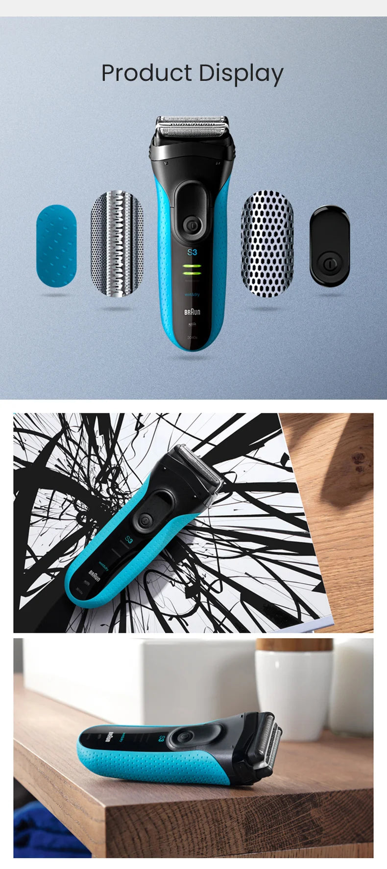 Braun Electric Shaver 3 Series ProSkin 3040S 3010S Reciprocating Shaver For Men Shaving Machine With Trimmer 100-240v