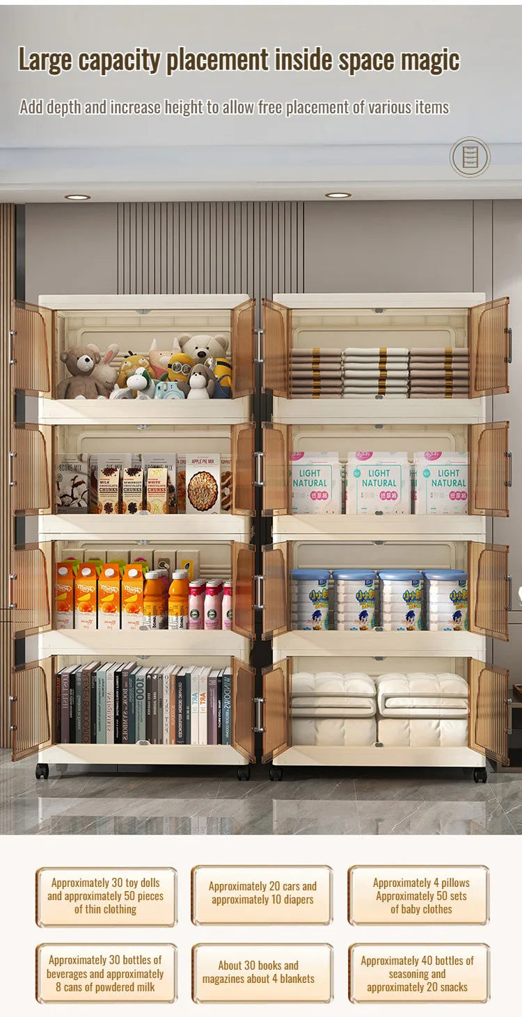 Multifunctional Foldable Storage Cabinet Children's Closet Large Capacity Space Closet Organizer Living Room Sundries Cabinet