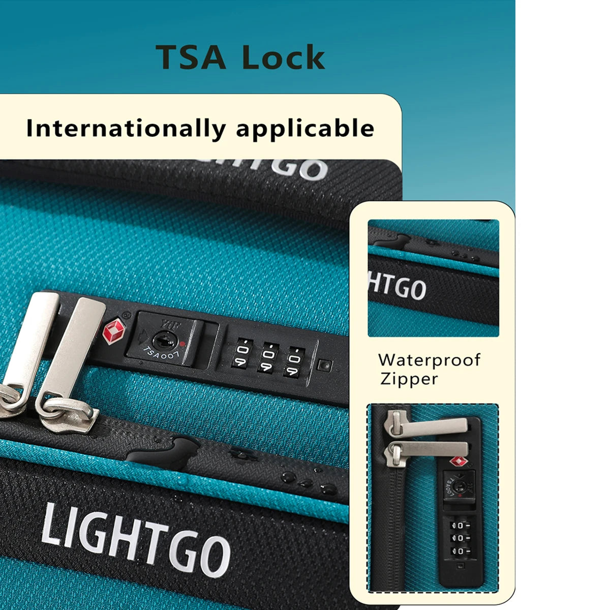 LightGo Ultra Lightweight Waterproof Expandable Large Capacity Suitcase 8 Wheel Silent Spinner Fashion Check in Luggage Carry-on