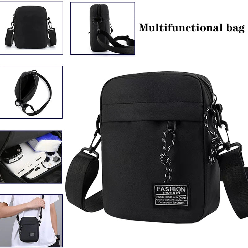 Men's Bag, Available in Single Shoulder or Cross-Body Design, Suitable for Daily Use during School Made of Nylon Material