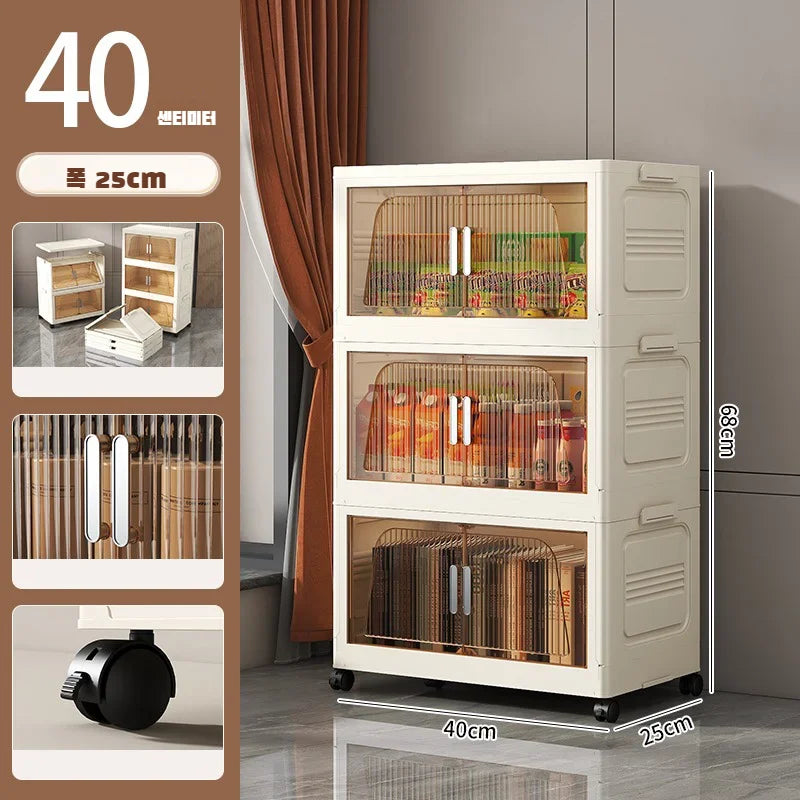 Multifunctional Foldable Storage Cabinet Children's Closet Large Capacity Space Closet Organizer Living Room Sundries Cabinet