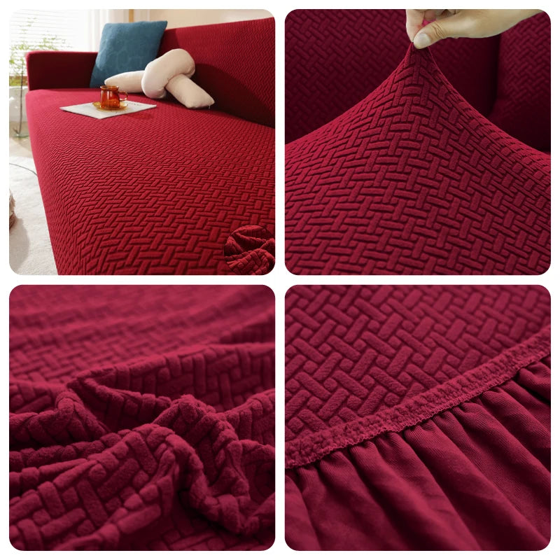 Jacquard Elastic Sofa Cover For Living Room Slipcovers Stretch Polar Fleece Armchair Protector L Shaped Sofa 1/2/3/4 Seater Home