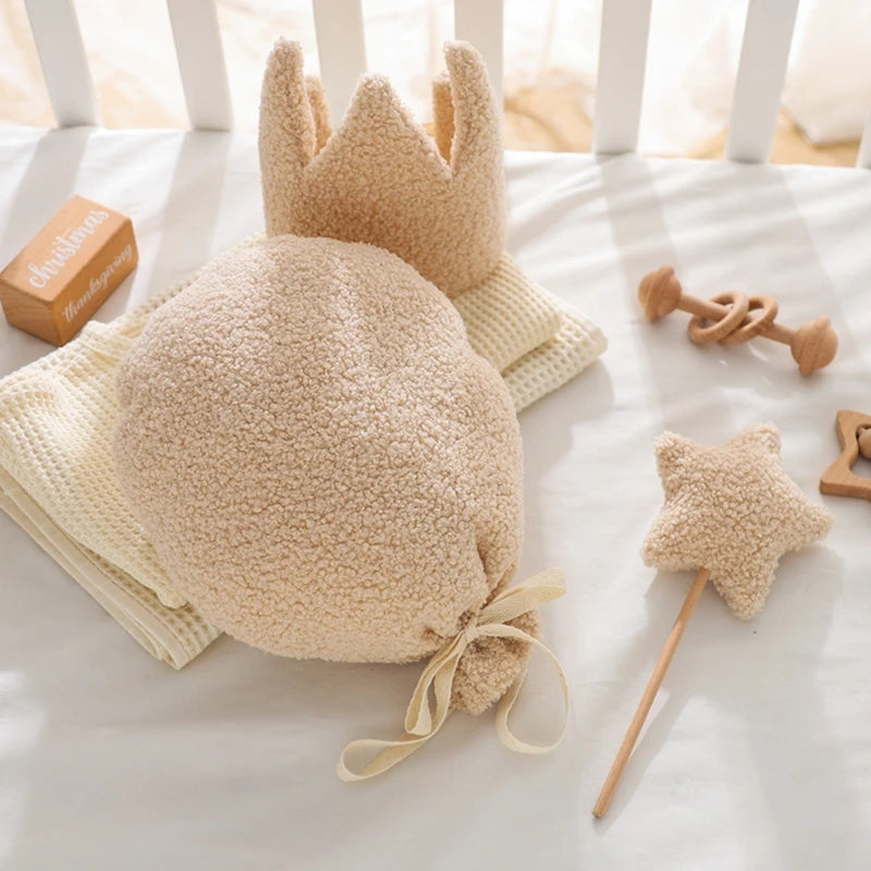 Baby Teddy Velvet Balloon Crown Hat Headwear Star Fairy Stick Happy Birthday Party Decoration Newborn Photography Accessories