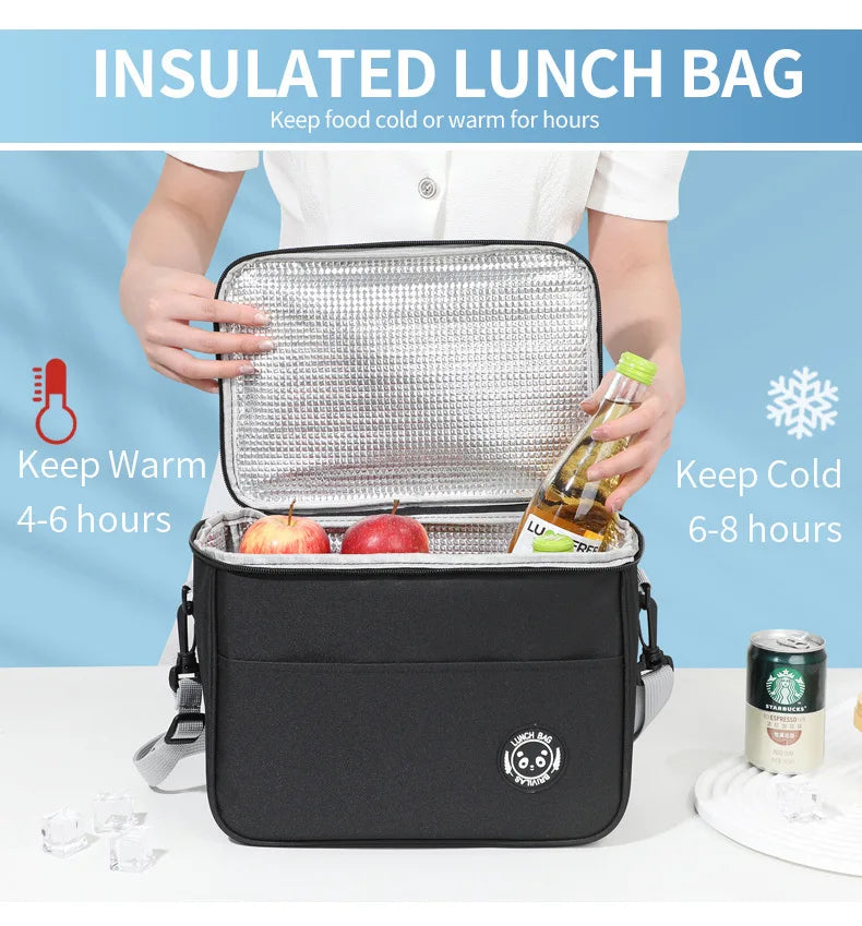 Capacity hand-held with shoulder strap insulated bag, lunch box bag, student thickened waterproof lunch bag.