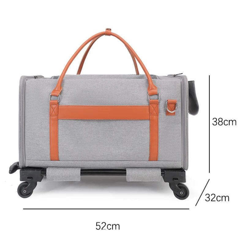 Portable Pet Carrier Backpack with Wheels Cat Cart Portable Supplies for Going Out Folding Luggage Pets Bag Products Supplies